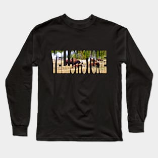 YELLOWSTONE - Bison in the Grass - Wyoming USA Long Sleeve T-Shirt